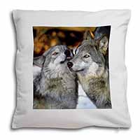 Wolves  in Love Soft White Velvet Feel Scatter Cushion