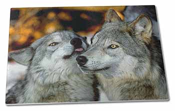 Large Glass Cutting Chopping Board Wolves  in Love