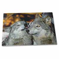 Large Glass Cutting Chopping Board Wolves  in Love