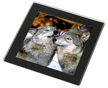Wolves  in Love Black Rim High Quality Glass Coaster