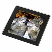 Wolves  in Love Black Rim High Quality Glass Coaster