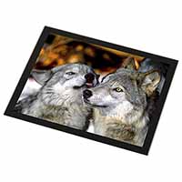Wolves  in Love Black Rim High Quality Glass Placemat