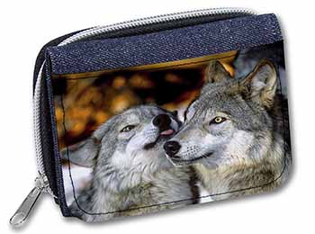 Wolves  in Love Unisex Denim Purse Wallet
