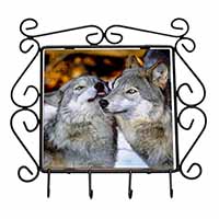 Wolves  in Love Wrought Iron Key Holder Hooks