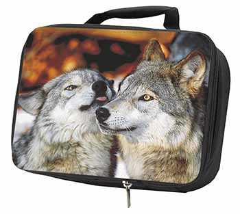 Wolves  in Love Black Insulated School Lunch Box/Picnic Bag