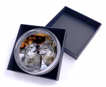 Wolves  in Love Glass Paperweight in Gift Box