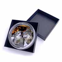 Wolves  in Love Glass Paperweight in Gift Box