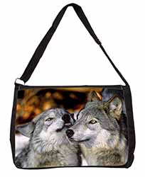 Wolves  in Love Large Black Laptop Shoulder Bag School/College