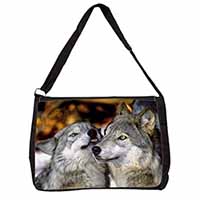 Wolves  in Love Large Black Laptop Shoulder Bag School/College