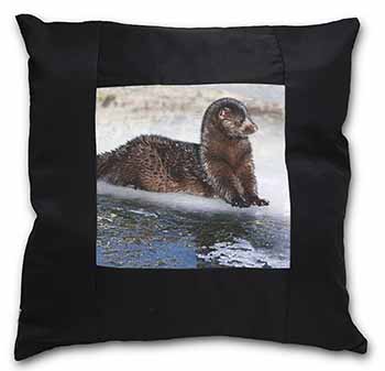 Mink on Ice Black Border Satin Feel Cushion Cover With Pillow Insert