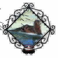 Mink on Ice Wrought Iron T-light Candle Holder Gift