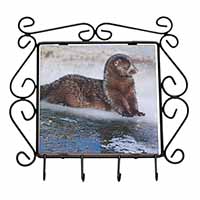 Mink on Ice Wrought Iron Key Holder Hooks Christmas Gift