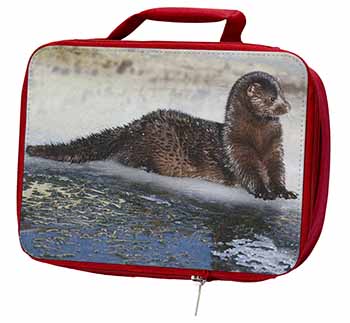 Mink on Ice Insulated Red School Lunch Box/Picnic Bag