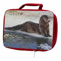 Mink on Ice Insulated Red School Lunch Box/Picnic Bag