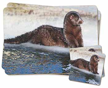 Mink on Ice Twin 2x Placemats+2x Coasters Set in Gift Box