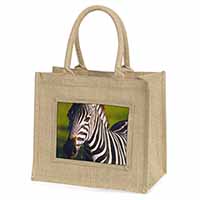 A Pretty Zebra Natural/Beige Jute Large Shopping Bag
