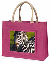 A Pretty Zebra Large Pink Jute Shopping Bag