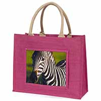 A Pretty Zebra Large Pink Jute Shopping Bag