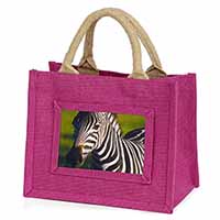 A Pretty Zebra Little Girls Small Pink Jute Shopping Bag