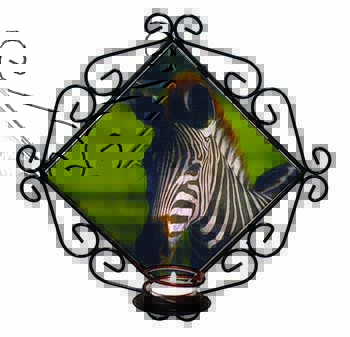 A Pretty Zebra Wrought Iron Wall Art Candle Holder
