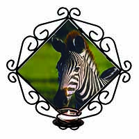 A Pretty Zebra Wrought Iron Wall Art Candle Holder