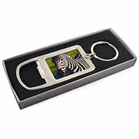 A Pretty Zebra Chrome Metal Bottle Opener Keyring in Box