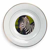 A Pretty Zebra Gold Rim Plate Printed Full Colour in Gift Box