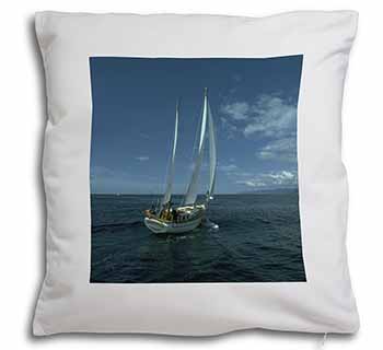 Sailing Boat Soft White Velvet Feel Scatter Cushion