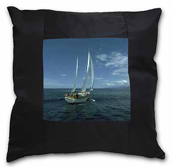 Sailing Boat Black Satin Feel Scatter Cushion