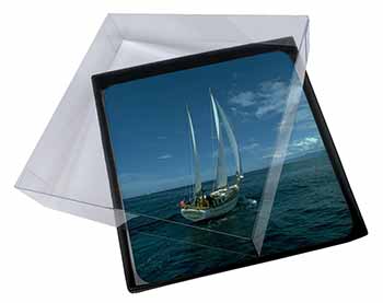 4x Sailing Boat Picture Table Coasters Set in Gift Box