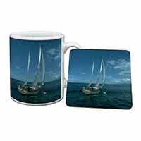 Sailing Boat Mug and Coaster Set