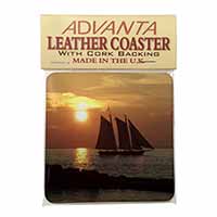 Sailing Boat Single Leather Photo Coaster