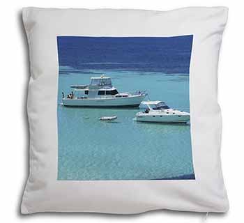 Yachts in Paradise Soft White Velvet Feel Scatter Cushion