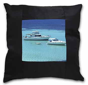 Yachts in Paradise Black Satin Feel Scatter Cushion