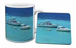 Yachts in Paradise Mug and Coaster Set