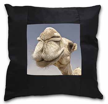 Camels Intrigued by Camera Black Satin Feel Scatter Cushion