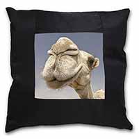 Camels Intrigued by Camera Black Satin Feel Scatter Cushion