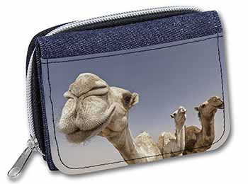 Camels Intrigued by Camera Unisex Denim Purse Wallet
