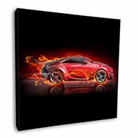 Red Fire Sports Car Square Canvas 12"x12" Wall Art Picture Print