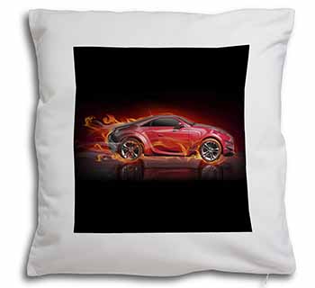 Red Fire Sports Car Soft White Velvet Feel Scatter Cushion