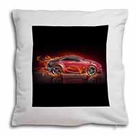 Red Fire Sports Car Soft White Velvet Feel Scatter Cushion