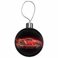 Red Fire Sports Car Christmas Bauble