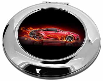 Red Fire Sports Car Make-Up Round Compact Mirror