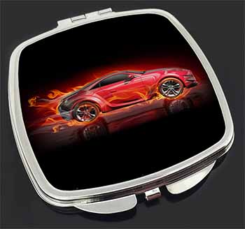 Red Fire Sports Car Make-Up Compact Mirror