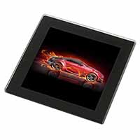 Red Fire Sports Car Black Rim High Quality Glass Coaster