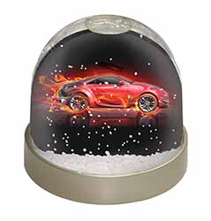 Red Fire Sports Car Snow Globe Photo Waterball