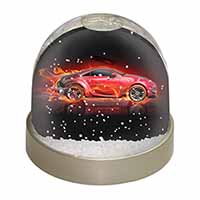 Red Fire Sports Car Snow Globe Photo Waterball