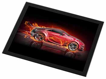 Red Fire Sports Car Black Rim High Quality Glass Placemat