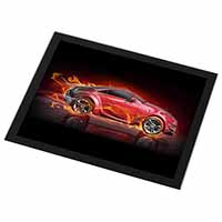 Red Fire Sports Car Black Rim High Quality Glass Placemat