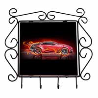 Red Fire Sports Car Wrought Iron Key Holder Hooks